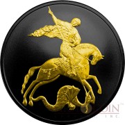 Russia SAINT GEORGE series SHADE OF ENIGMA 3 Rubles Silver coin 2015 Black Ruthenium & Gold Plated 1 oz